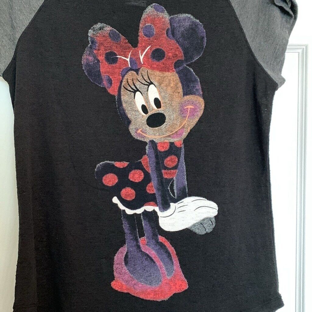 Disney Minnie Mouse T-shirt Girls size 11/13 Cap Sleeves Chalk Paint Print fun - Picture 2 of 7
